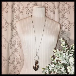 🚫 SOLD • NECKLACE • SILVER & TAUPE